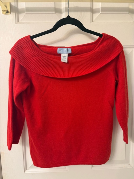 U Knit Pure Cashmere Sweaters - 100% Cashmere Red Boat Neck Sweater